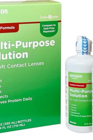 Amazon Basic Care Multi-Purpose Contacts Solution - Comfort Formula, 12 fl oz (Pack of 2)