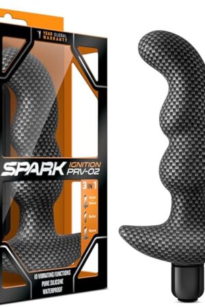 Blush Novelties Ignition PRV-02 - Vibrating Prostate Massager Anal Vibrator - Also for G Spot Pleasure - Intense Orgasms - Puria Silicone - UltraSilk - Butt Play Sex Toy for Couples - Carbon Fiber