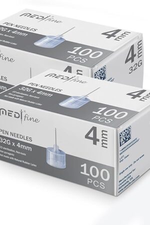 Fine Insulin Pen Needles (32G 4mm) - Diabetic Needles for Insulin Injections, Ultra Fine Compatible with Most Diabetes Pens - 100 Ct, Pack of 2