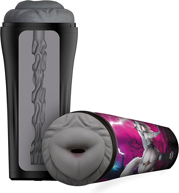 Wild Wolf Ass Stroker for Beginners, Men & Couples Fantasy Stroker Textured Rubber and Firm Protective Case Easy Clean-Up 1 Piece, Grey
