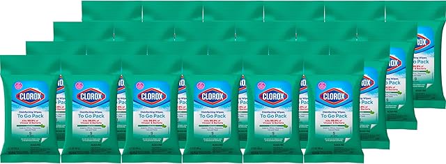 Clorox Disinfecting On The Go Travel Wipes, Fresh Scent, 9 Count, Pack of 24 (Package May Vary)
