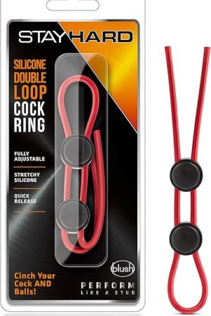 Blush Novelties Stay Hard Silicone Double Lasso Loop C Ring and Ball Cinch - Strong, Stretchy - Increase Stamina - Harder Erections - Convenient Dual Quick Release Locks - Penis Enhancing Sex Toy