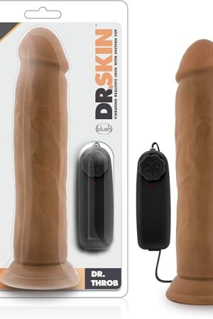 Blush Novelties Dr. Skin 9.5 Inch Realistic Vibrating Dildo with Suction Cup, Sex Toy for Women, Sex Toy for Adults, Mocha