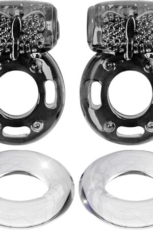 Cock Ring Vibrating Penis Ring Vibrator Silicone G-spot Stimulating Clitoral Stimulator Penis Erection Enhance Sex Product Adult Male Sex Toy for Longer Harder Stronger (2Blcak&2Transparent)