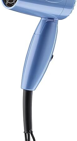 Conair Travel Hair Dryer with Dual Voltage, 1600W Compact Hair Dryer with Folding Handle, Travel Blow Dryer