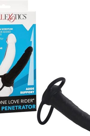 CalExotics Silicone Love Rider Dual Penetrator Strap on Dildo, Black, SE-1515-20-3