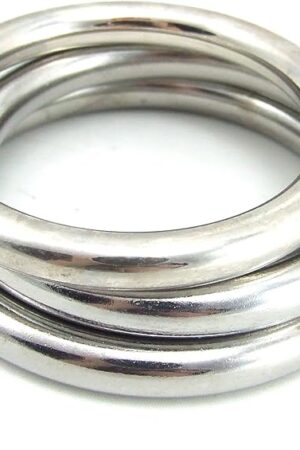 Heart 2 Heart Cock Ring - Metal - 3 Pc Set - Lg. Chrome