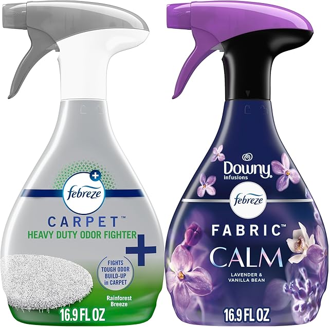 Febreze FABRIC Downy Calm & Febreze Heavy Duty Carpet Rainforest Breeze, 169oz, 2 pack