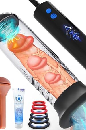 Automatic Penis Enlargement Pump for Men Erection with 3 Intensities, Male Adult Sex Toys Vacuum Sensuality Pump Penis Enlargers & Enhancer Device with a Vagina Pussy Stroker for Men Masturbation