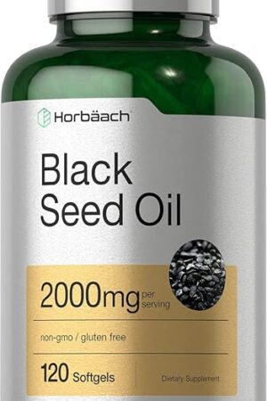 Horbaach Black Seed Oil Cold Pressed Softgel Capsules | 2000mg | 120 Count | Supplement with Omega 6 and 9 | Nigella Sativa | Non-GMO and Gluten Free