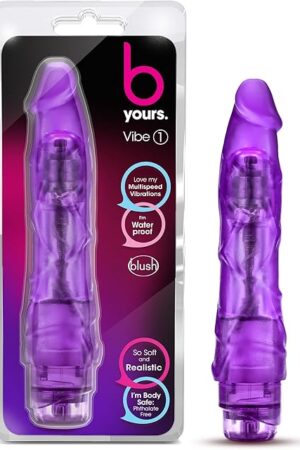 Blush Novelties 9" Thin Realistic Vibrating Dildo - Powerful Multi Speed Long Veiny Vibrator - Sex Toy for Women - Sex Toy for Adults (Purple)