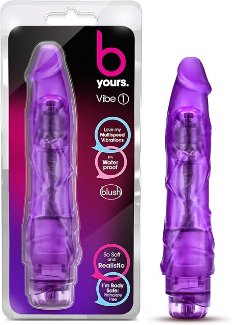 Blush Novelties 9" Thin Realistic Vibrating Dildo - Powerful Multi Speed Long Veiny Vibrator - Sex Toy for Women - Sex Toy for Adults (Purple)