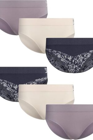 Women's Bikinis - 6 Pack Microfiber Seamless Womens Bikini Panties - Breathable Underwear for Women (S-XL)