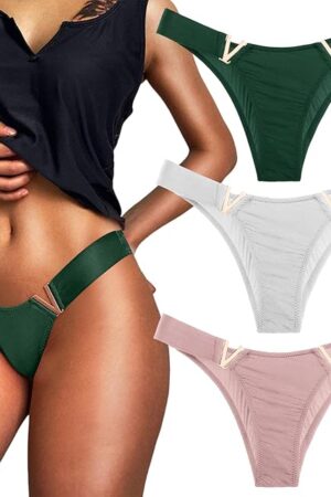 Comfortable Thongs Underwear for Women No Show Seamless Breathable Sexy Thong Panties Casual Lingerie 3 Pack