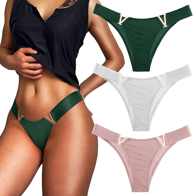 Comfortable Thongs Underwear for Women No Show Seamless Breathable Sexy Thong Panties Casual Lingerie 3 Pack