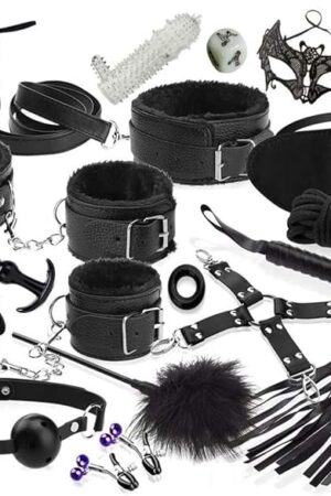 Bondage Set Largest BDSM Set with 18 Pieces Perfect for Beginners and Experienced Bondage Set SM Cuffs with Handcuffs with Eye mask Eroticism Sex Toys for Couples Lovers