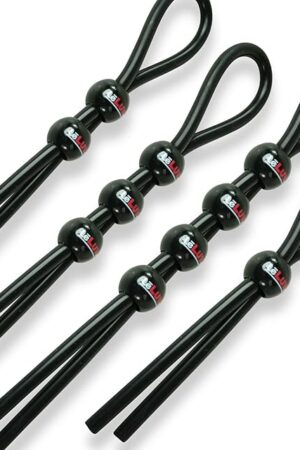 LeLuv Lasso Stretchy Silicone Bundle with One, Two, Three and Four Bead Cock Rings Multiple Positions Clitoral, Perenium Stimulation Stay Harder - Black tubing