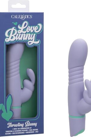 CalExotics Love Bunny Thrusting Bunny Waterproof Silicone Rechargeable Rabbit Vibrator Purple - SE-0619-60-3