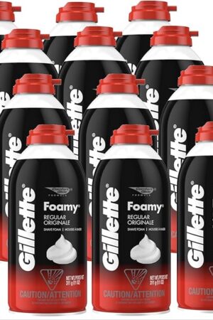 Gillette Foamy Regular Shaving Cream, Pack of 12, 11 oz each