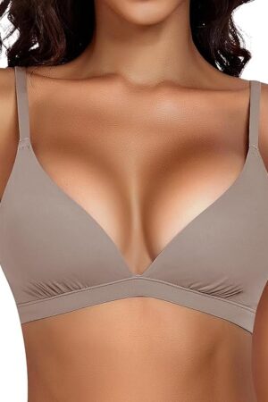 Wireless Bralettes for Women No Underwire Bras Sexy V Neck Everyday Bra with Adjustable Straps