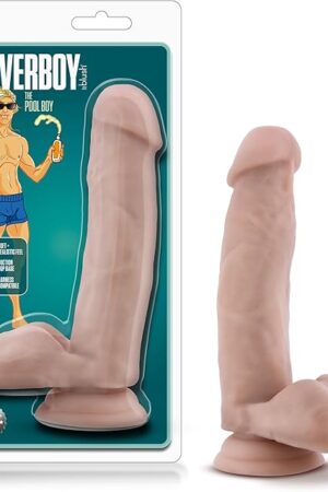 Blush Coverboy The Pool Boy 7 Realistic Dildo w/Balls - Hand-Sculpted Texture, Soft PVC, Suction Cup, Strap-On Compatible - Vaginal, Anal, G-Spot Play Adult Cock Sex Toy for Women & Men - (Beige)