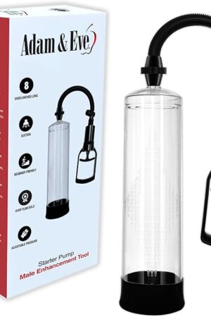 Adam & Eve Starter Penis Pump Enlarger, Improved Erection, Cock Sexual Stimulation Device & Masturbation, Mens Erectile Dysfunction Adult Sex Toy, Increase Penile Size, 8.6" x 2.7", Clear