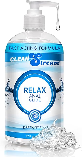 Cleanstream Relax Desensitizing Lube, Toy Safe for Men and Women, Non-Staining, Personal Lube, Non-Greasy, Condom Safe, Unscented, Clear, 17 fl oz