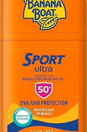 Banana Boat Sport Ultra Sunscreen Stick SPF 50, 15oz | Travel Size Sunscreen, Mini SPF Stick Sunblock, Oxybenzone-Free, 15oz