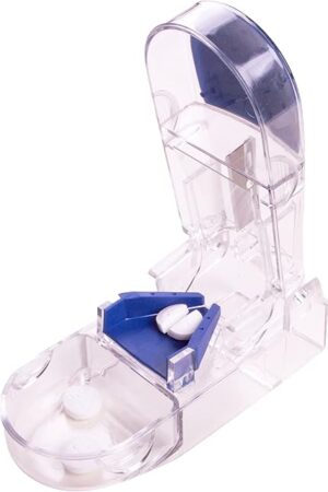 Apex Ultra Pill Cutter, Professional Medical Pill Splitter with Retracting Blade Guard, for Precise Cutting Small or Large Tablets, Vitamins, Blue/Green and Clear, 1 Count, Compact & Travel-Friendly