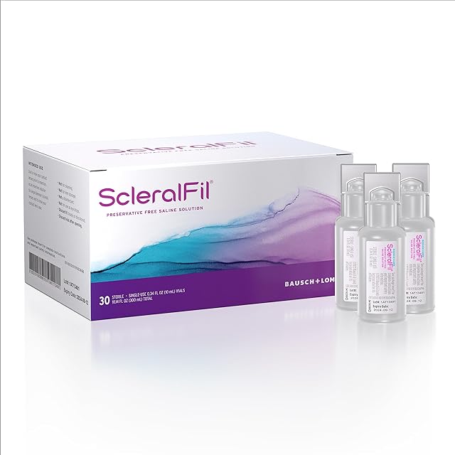 leralFil Saline Solution for Scleral, Soft, & Rigid Gas Permeable Lenses, Buffered Isotonic Rinsing & Insertion Solution, Single-Use Vials, 034 Fl Oz (Pack of 30)