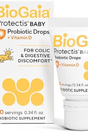 BioGaia Protectis Baby Probiotic Drops | Colic & Gas Relief + Vitamin D | Safe for Newborns | Ease Crying, Fussing, Colic, Gas, Spit-ups & Constipation | No Dairy, Soy & Gluten | 50 Day Supply | 10mL