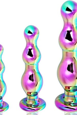 3 Piece Glass Anal Plug Beads Dildo Set(42", 45", 5"), Glass Butt Plugs Dildo Small Medium Large Size Sex Toy for Men Women, Anal Trainer Colored Butt Plug Prostate Massager for Beginner Couples