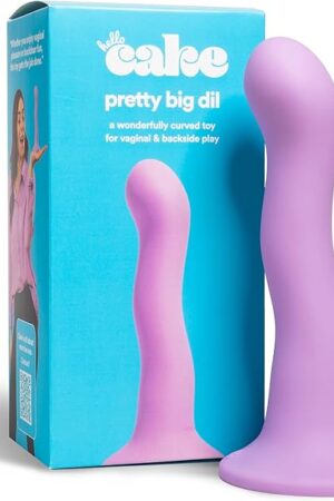 Hello Cake Pretty Big Dil - 6.6 inch Dildo - Curvy and Wavy Design Targets G-Spot and P-Spot - Firm, Yet Flexible - Body-Safe Silicone - Waterproof Suction Base for Men and Women - Harness Compatible