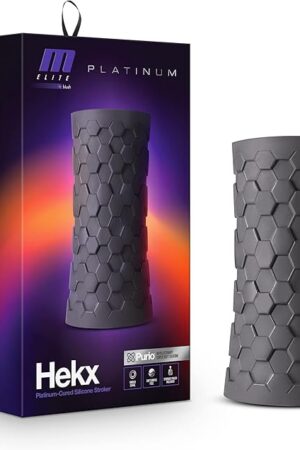 Blush Novelties M Elite Platinum Hekx - Ultra Soft Squeezable Stroker Purio Liquid Silicone Masturbator - Silky Smooth Ribs for Pleasure - Open Ended to Fit All - Luxury Premium Sex Toy
