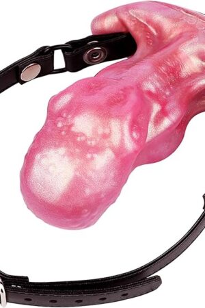 Anchor Silicone Mouth Gag with Adjustable Leather Strap Heterosexual Muscle Dildo Ballgag Sex Toy for Adult Couple BDSM Games (Red)