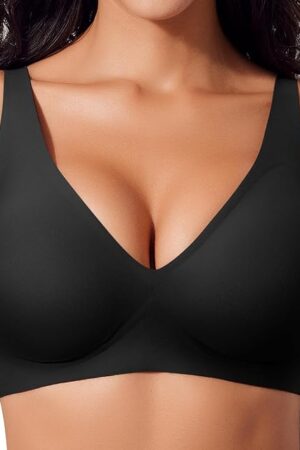Deep V Wireless Bras for Women Seamless No Underwire Bra Comfortable Everyday Wirefree Bras
