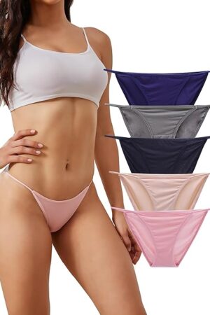 Women's Low-Rise String Bikini Panty Stretch Briefs Sexy Cheeky Underwear 5 Pack