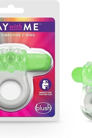 Blush Novelties Play with Teaser Vibrating C Ring - Glows in The Dark - Tickles Clitoris for Pleasure - Soft,Cushiony - Fits All Penises - Waterproof - Sexual Enhancer for Couples Men