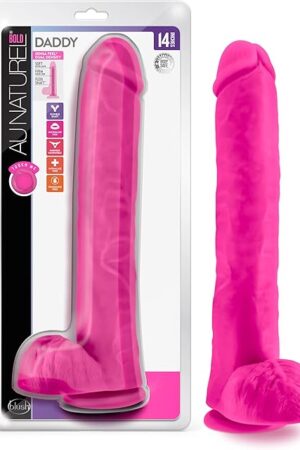 Blush Novelties Au Naturel Bold Daddy 14 Inch Huge Realistic Dual Density Dildo  Suction Cup, Harness Compatible, Soft FlexiShaft Sensa Feel Lifelike Penis - Sex Toy for Men, Women, Couples  Pink
