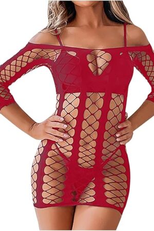 Womens Lingerie Fishnet Dress Mesh Fishnet Bodysuit Party Sexy Sheer See Through Tights Valentines Day Fashion Outfit