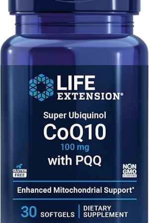Life Extension Super Ubiquinol CoQ10 with PQQ, CoQ10, PQQ, shilajit, heart health, cellular energy support, 8x better absorption, gluten-free, 100 mg, 30 softgels