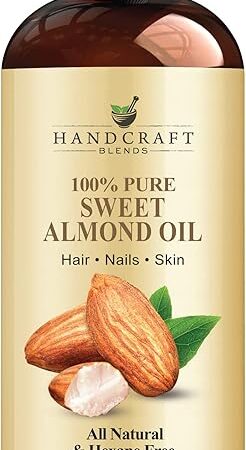 Handcraft Blends Sweet Almond Oil - 16 Fl Oz - 100% Pure and Natural - Premium Grade Carrier Oil for Skin and Hair - Hair and Body - Massage - Hexane-Free