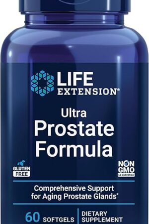 Life Extension Ultra Prostate Formula, saw palmetto for men, pygeum, stinging nettle root, lycopene, 11 nutrients for prostate function, non-GMO, gluten-free, 60 softgels