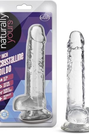 Blush Novelties - Blush 7 Inch Crystalline Dildo Suction Cup Harness Compatible Realistic Lifelike Hand Sculpted Sex Toy for Men, Women, Couples