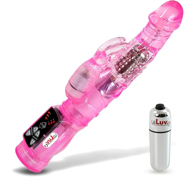 LeLuv Rabbit Vibrator Slim Bunny Pink Bundle with Mini Bullet