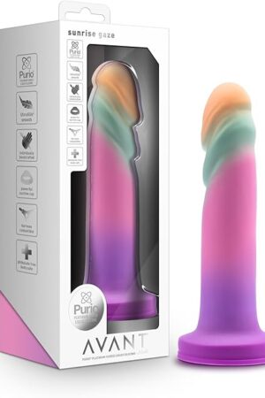 Blush Avant Sunrise Gaze 75 Inch Liquid Silicone Dildo - Satin UltraSilk Finish Lifelike Penis - Strong Suction Cup Base & Harness Compatible - Adult Sex Toys for Women Men Couples Pleasure - Sherbet