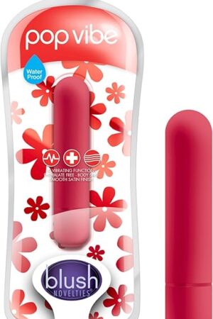Blush Novelties Vive Pop Vibe - Waterproof 10 Function Rumbly Micro Vibrator - Satin Smooth Texture - Travel Sized Pocket Vibe, Sensual Massager for Women - Cherry Red