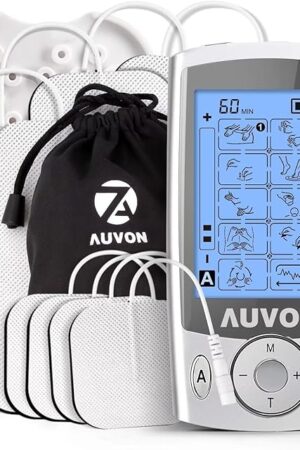 AUVON Dual Channel TENS Unit Muscle Stimulator Machine with 20 Modes, 2" and 2"x4" TENS Unit Electrode Pads