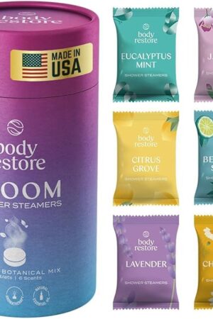 Body Restore Shower Steamers Aromatherapy 6 Pack - Birthday Gifts for Women, Men, Travel Essentials, Stress Relief, Relaxation, Self Care, Bath Bombs - Bloom