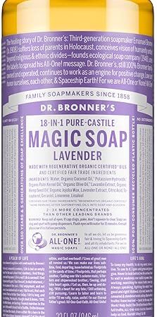 Dr Bronner?s Pure-Castile Magic Liquid Soap - Made with Regenerative Organic Certified Oils - 18-in-1 Uses for Face, Body, Hand, Hair- Gentle on Sensitive Skin - All Natural Body Wash- Lavender, 32oz